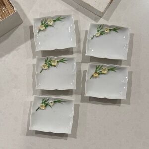 5 Shafford Japan antique porcelain 2.5x3 inch trays